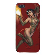 illustration, pinup, devil, girl, woman, horns, wings, fire, al rio, demons, tail, [[missing key: type_photousa_iphonecas]] with custom graphic design