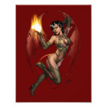 Devil Girl Pinup Illustration with Fire by Al Rio Photo