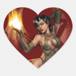 Devil Girl Pinup Illustration with Fire by Al Rio Sticker
