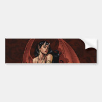 devil, devil girl, witch, cauldron, smoking, gothic, art, al rio, evil, seductive, illustration, Bumper Sticker with custom graphic design