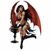 devil, devil girl, witch, cauldron, smoking, gothic, art, al rio, evil, seductive, illustration, Photo Sculpture with custom graphic design