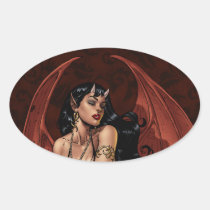 devil, devil girl, witch, cauldron, smoking, gothic, art, al rio, evil, seductive, illustration, Sticker with custom graphic design