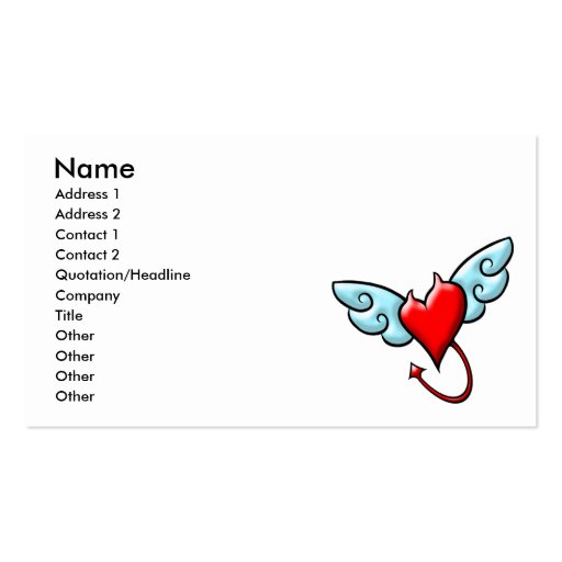 Devil Heart with Wings (Naughty) Business Card (front side)