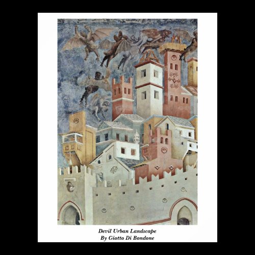 Devil Urban Landscape By Giotto Di Bondone Print