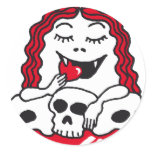 devil woman round stickers