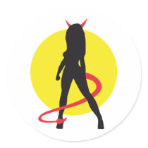 Devil woman round sticker