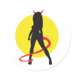 Devil woman round sticker