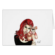 multiple, products, selected, goth, gothic, fantasy, horror, dark, devil, demon, angel, artofjamesadams, illustration, goddess, witch, pinup, fine, art, line, pen, ink, wash, color, voluptuous, cleavage, models, adult, vampire, succubus, horns, dolls, darkness, emotional, melodramatic, female, hot, gorgeous, beautiful, Card with custom graphic design