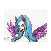 Devilish look in her eye post cards