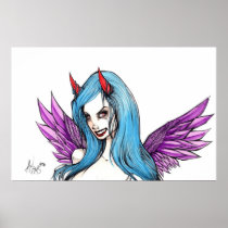 artsprojekt, devilgirl, goth, fantasy, pinup, illustration, horns, devil, gorgeous, macabre, mysterious, tempting, lust, lustful, desire, fangs, demons, phantasy world, Codex Gigas, lustfulness, Rila Monastery, oculus sinister, Greek language, simple eye, wikt:διάβολος, fantasy life, defamation, phantasy life, dualism, religion, naked eye, culture, the tempter, old nick, personification, nontextual matter, evil, Poster with custom graphic design