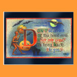 Devils and Bats Halloween Card postcards