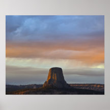 Devils Tower National Monument, Storm at Sunset Print