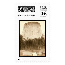 Devil's Tower with Tent in Front WY 1887 Postage Stamp