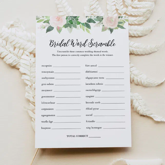 Devon Word Scramble Bridal Shower Game Card Zazzle