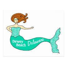 Dewey Beach, DE Mermaid Postcards