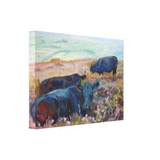 Dexter Cows on Dartmoor Acrylic Painting zazzle_wrappedcanvas