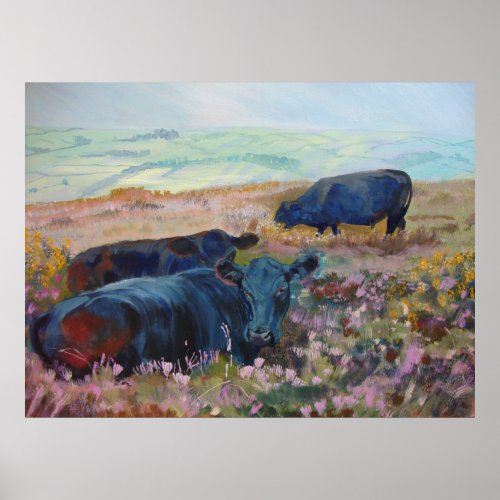 Dexter Cows on Dartmoor Acrylic Painting print