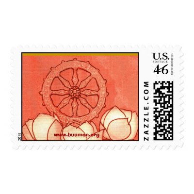 Dhamma-cakka and lotus postage by buumontemple