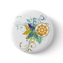 Dharma Wheel Floral buttons by BuddhaGifts Dharma Wheel Floral buttons
