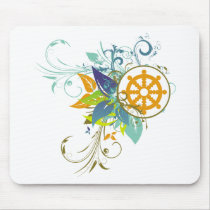 Dharma Wheel Floral mousepads