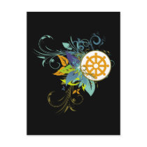 Dharma Wheel Floral postcards by BuddhaGifts Dharma Wheel Floral postcards