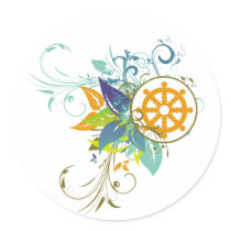 Dharma Wheel Floral stickers by BuddhaGifts Dharma Wheel Floral stickers