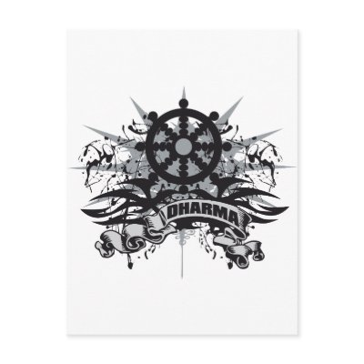 Dharma Wheel Grunge Post Cards by BuddhaGifts