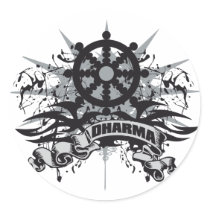 Dharma Wheel Grunge stickers by BuddhaGifts Dharma Wheel Grunge stickers