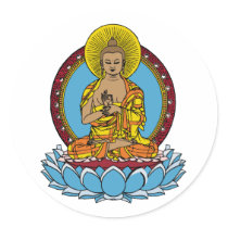 Dharmachakra Buddha stickers by BuddhaGifts Dharmachakra Buddha stickers