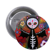 Dia de los Muertos Bat by Prisarts Pinback Buttons