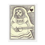 Dia de Los Muertos Girl with Guitar Post Card