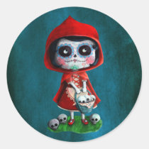 artsprojekt, fairy tale, halloween, red riding hood, dia de los muertos, sugar skull, day of the dead, la catrina, little red riding hood, fairytale, skulls, dia de muertos, catrina, calavera, gothic, spooky fairy tale, mexican fairy tale, fairy tale gift, halloween gift, halloween present, fairy tale present, red riding hood gift, red riding hood present, the day of the dead, children stories, folk tales, mexican day of the dead, day of the dead skulls, day of the dead mask, day of the dead stickers, Sticker with custom graphic design