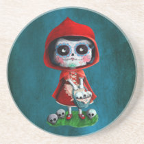 artsprojekt, fairy tale, halloween, red riding hood, dia de los muertos, sugar skull, day of the dead, la catrina, little red riding hood, fairytale, horror, skulls, dia de muertos, spooky, scary, catrina, calavera, gothic, mexico, mexican, spooky fairy tale, mexican fairy tale, fairy tale gift, halloween gift, halloween present, fairy tale present, red riding hood gift, red riding hood present, the day of the dead, children stories, folk tales, mexican day of the dead, day of the dead skulls, day of the dead mask, Coaster with custom graphic design