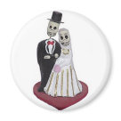 round_magnet - Perfect for any wedding party, gift, or just lovers of Mexican Dia de los Muertos art.