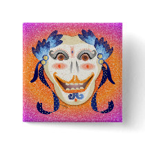Dia De Los Muertos / Mardi Gras Button by elledeegee Dia De Los Muertos / Mardi Gras Button
