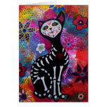 Dia de los Muertos Meow Cat by Prisarts Card