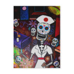 DIA DE LOS MUERTOS NURSE BY PRISARTS POSTCARD