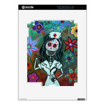 Dia de los Muertos Nurse RN painting Decals For iPad 2