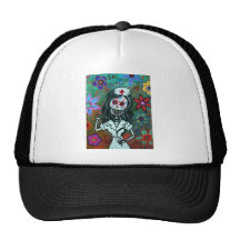 Dia de los Muertos Nurse RN painting Trucker Hat