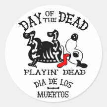 dia de los muertos  playin dead dog sticker
