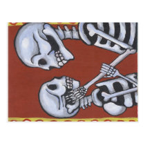 dia de los muertos skeletons in love postcard postcards