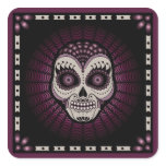 Dia de los Muertos spiderweb skull Square Stickers Dia de los Muertos spiderweb skull Square Stickers