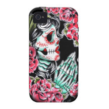 Dia De Los Muertos Sugar Skull Tattoo Flash Case-Mate iPhone 4 Covers