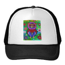 Dia de los Muertos talavera Wise Owl Mesh Hats