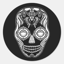 Dia de los Muertos That Girl Skull Black Stickers