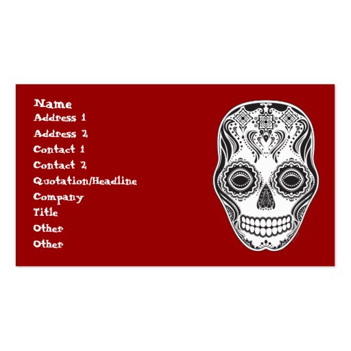 Dia de los Muertos That Girl Skull Business Card Template (front side)