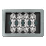 Dia de los Muertos That Girl Skull Diamond Pattern Rectangular Belt Buckle