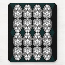 Dia de los Muertos That Girl Skull Diamond Pattern Mouse Pads