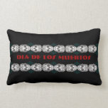 Dia de los Muertos That Girl Skull Diamond Pattern Throw Pillows