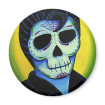 Dia de los Muertos The King of Rock magnets